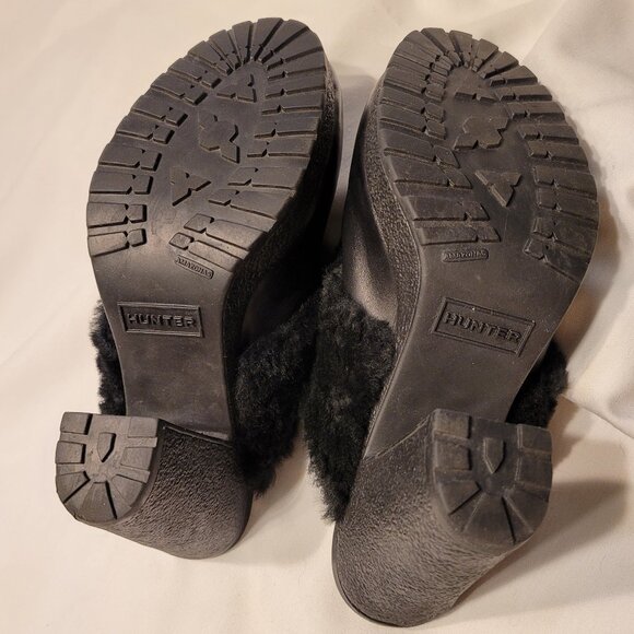 Hunter Brunson Black Leather Shearling Mule Platform Clogs Women's Size 9 - Picture 15 of 15